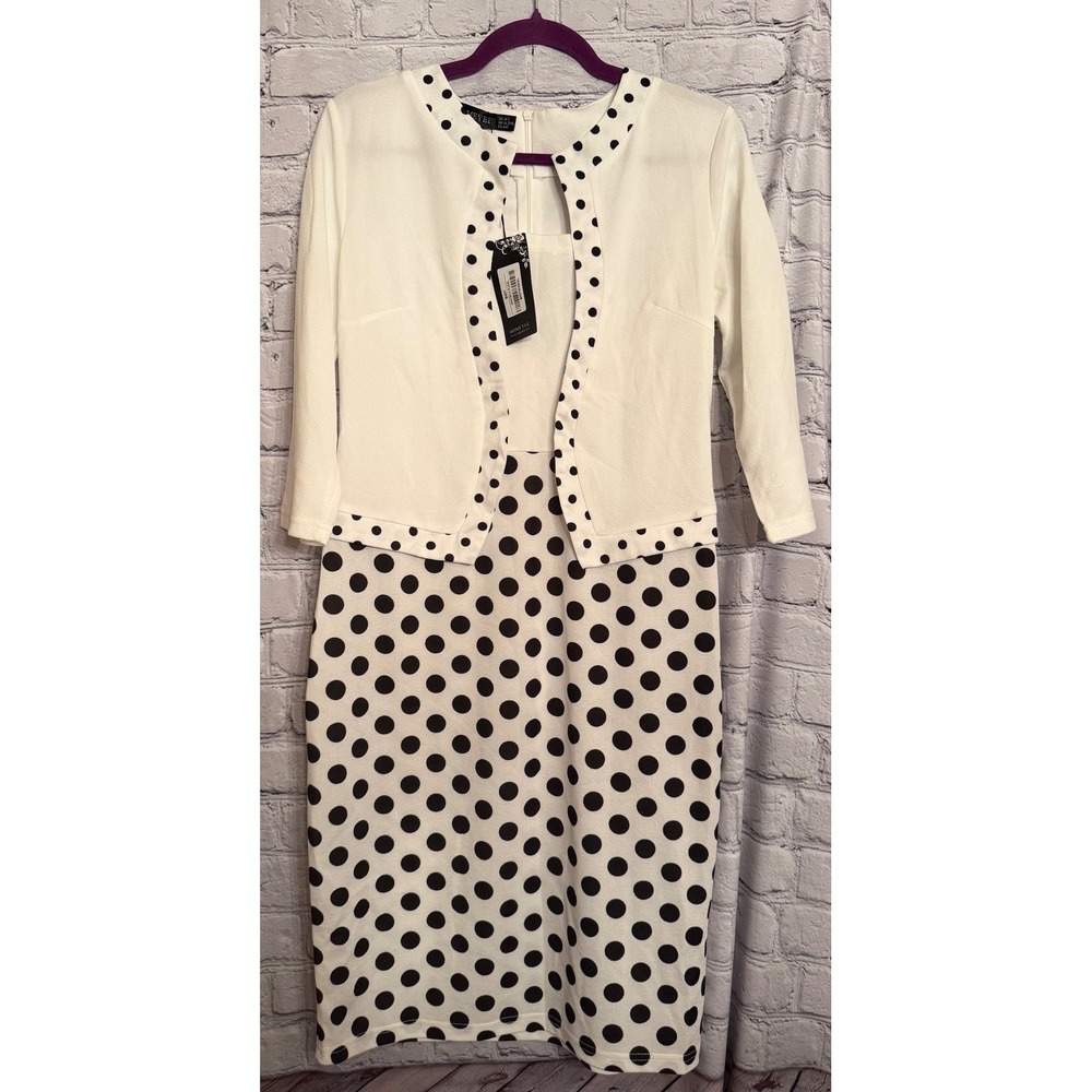 HOMEYEE Women's Polka Dot Dress with Jacket US 12